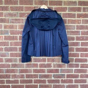 TORY BURCH Lane Back Pleated Bifabric Windbreaker Removable Hoodie Jacket